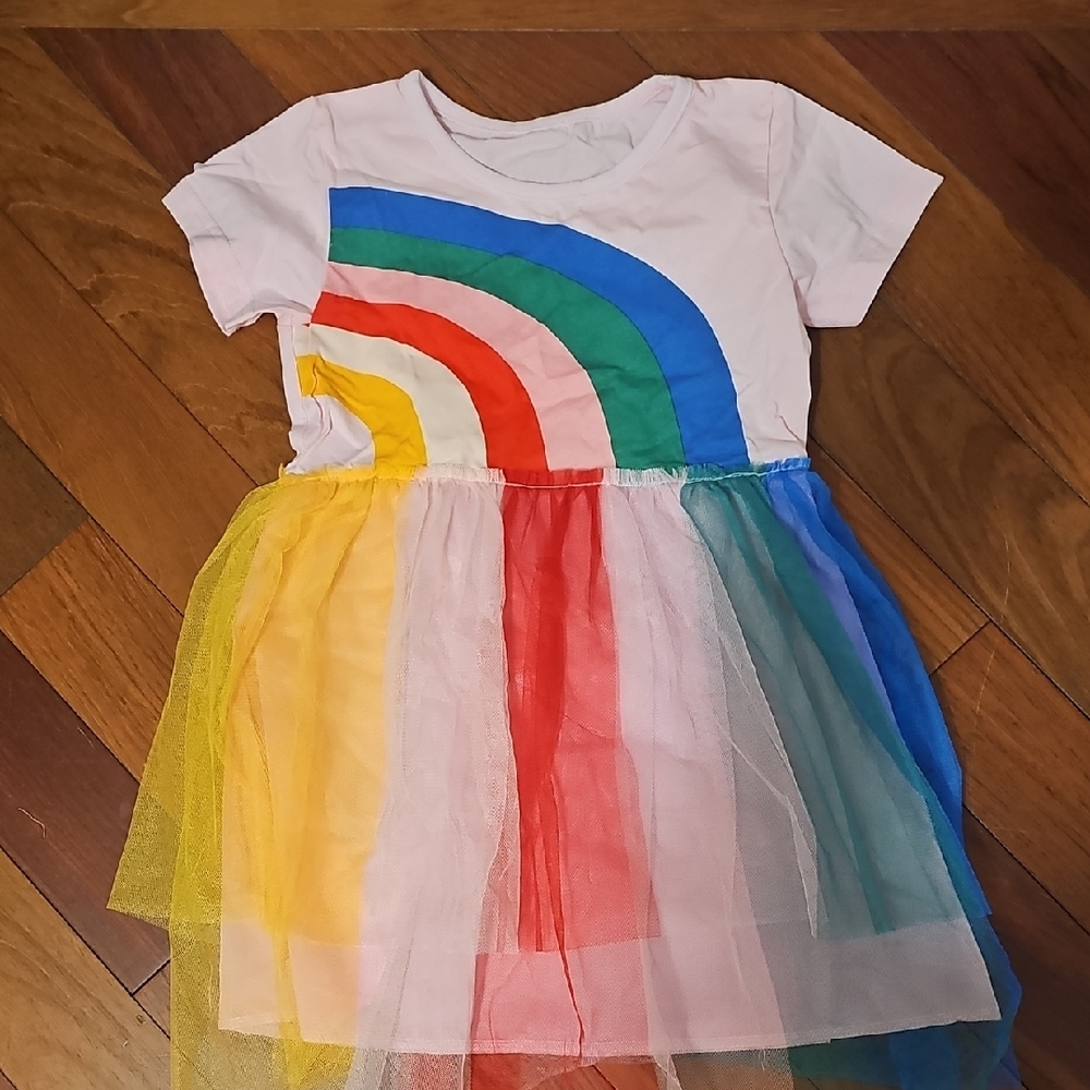 NWOT Vibrant Rainbow Kids Dress Size 5T